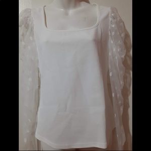 White long mesh sleeve top